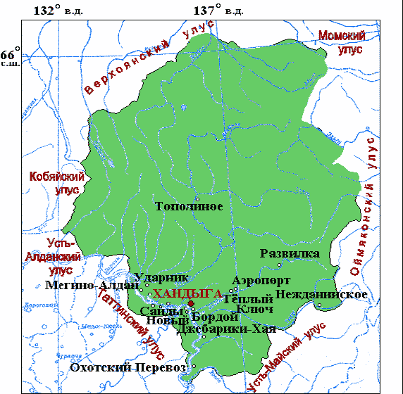 Карта Томпонского района